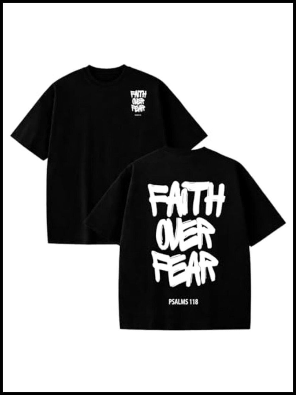Men's Faith Over Fear Christian Graphic T-Shirt Cotton Crew Neck Tee